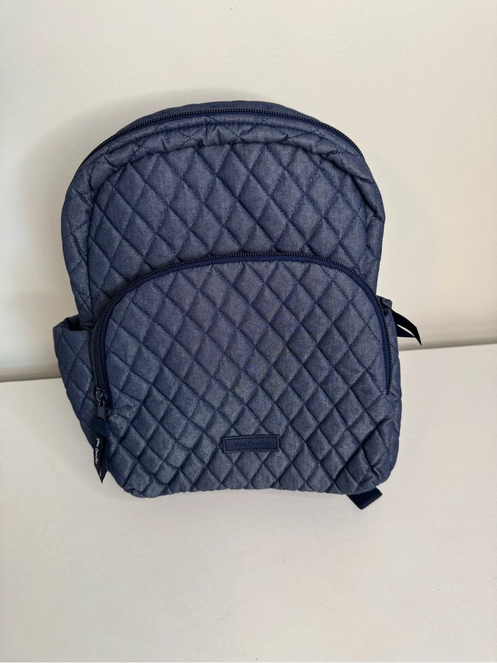 Vera Bradley Quilted Denim Backpack Navy Blue Small Travel Daypack